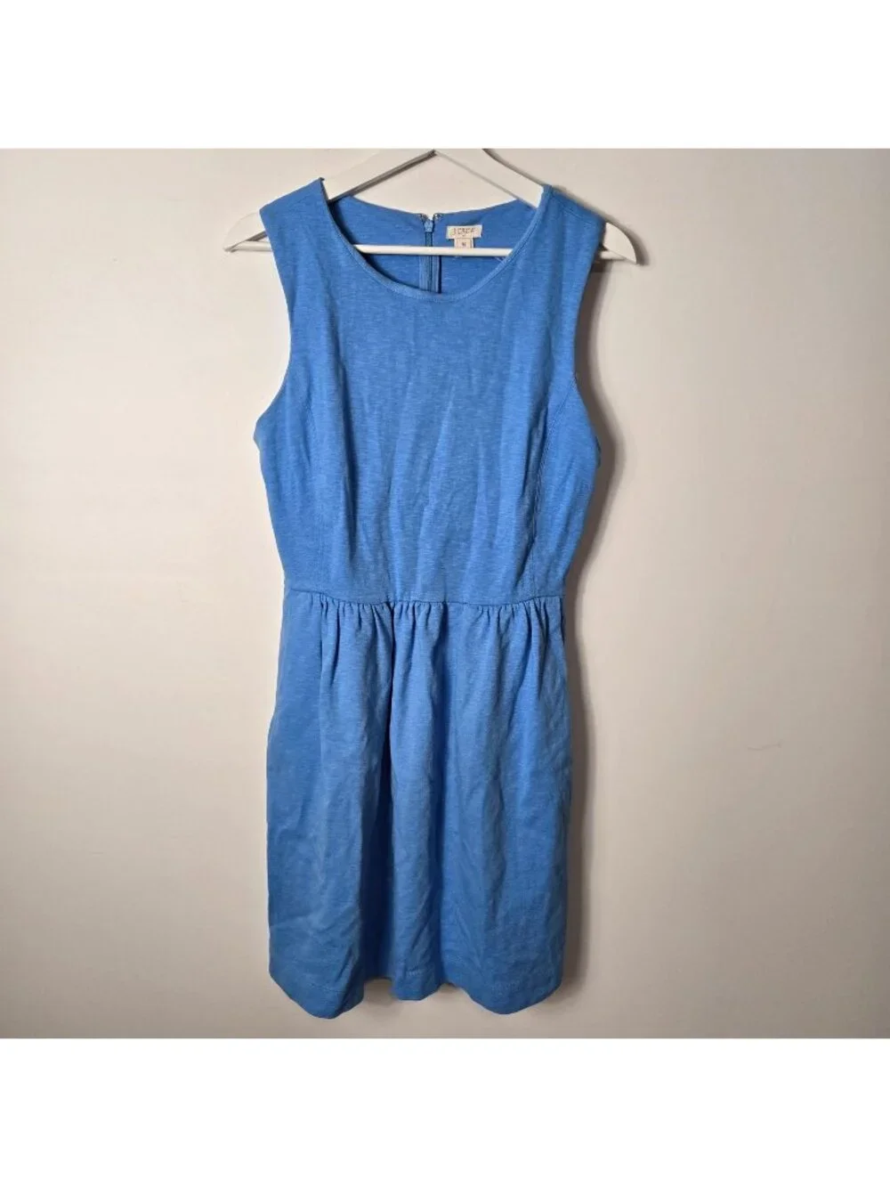 J. Crew Size M Daybreak Cornflower Blue Mini Dress Pockets Sleeveless